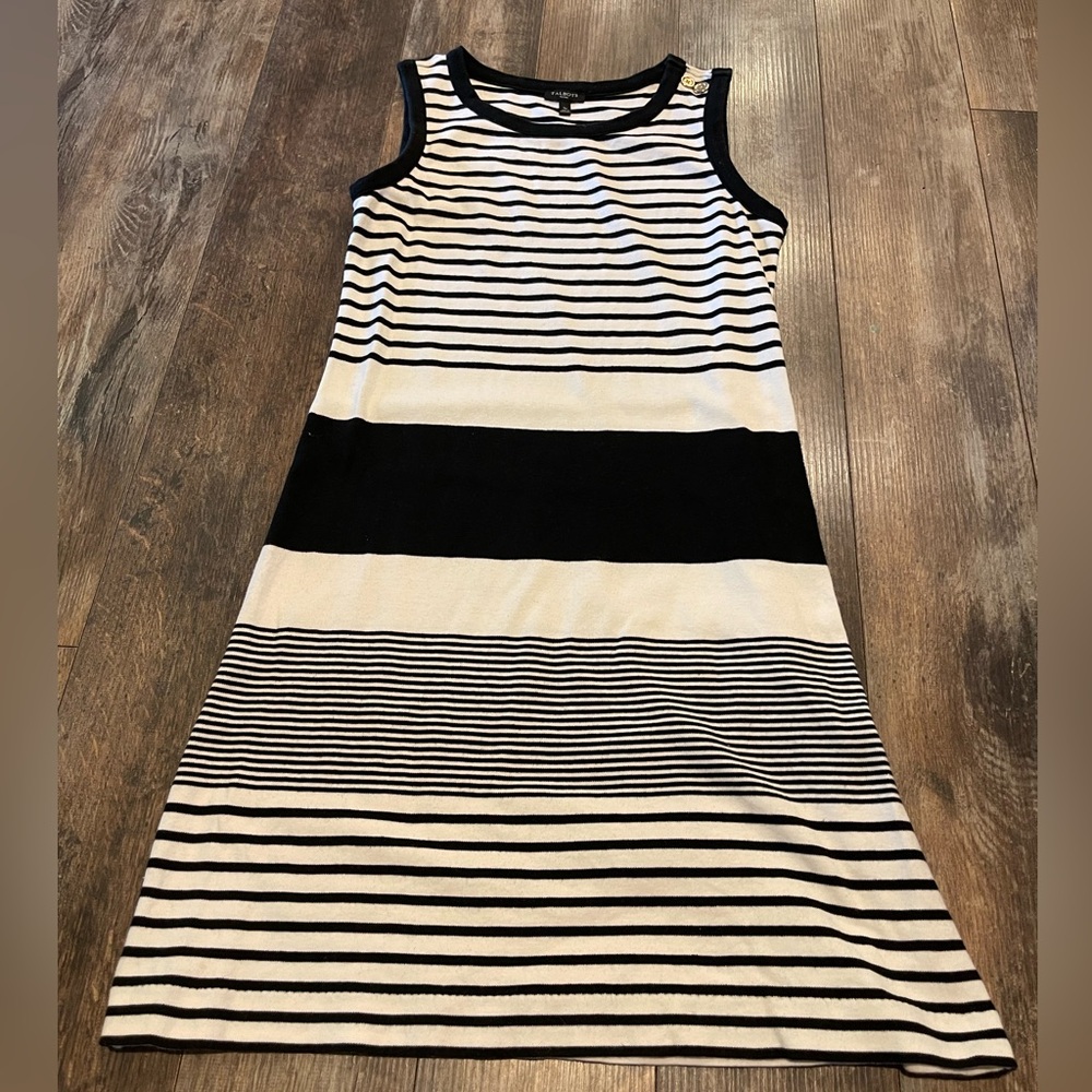 Talbots Black and White Sleeveless Sheath Dress
